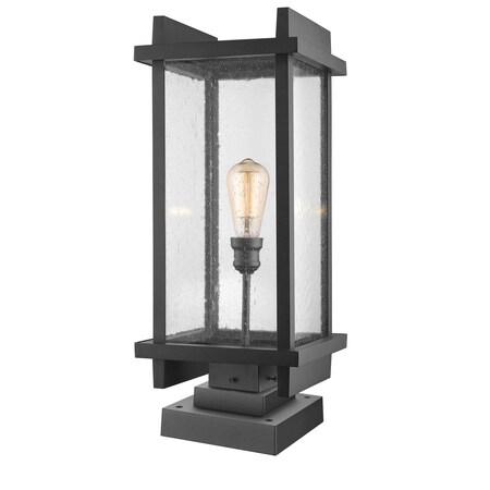 Z-Lite Fallow 1 Light Outdoor Pier Mounted Fixture, Black And Clear Seedy 565PHBS-SQPM-BK